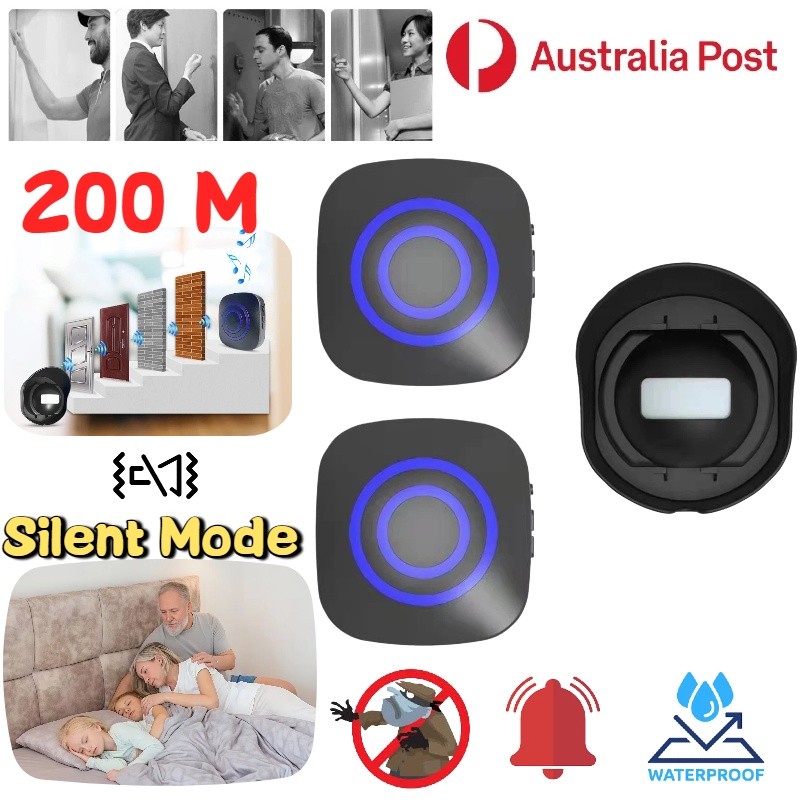 Wireless Driveway Alarm PIR Motion Sensor 2 Receivers Security System Waterproof