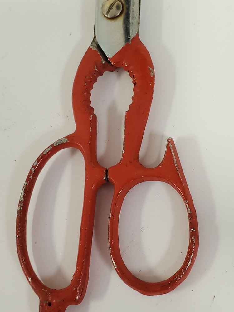 Kitchen pastry shears scissors red handles, stainless, about 8" long