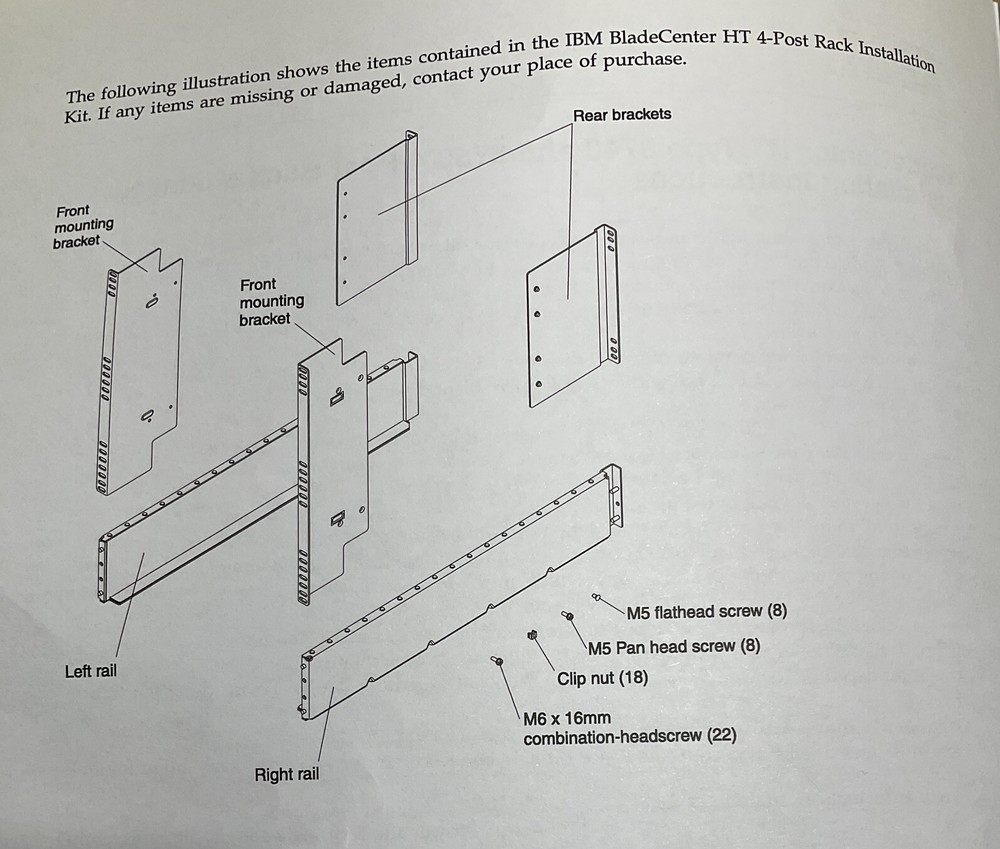 IBM 42C5284 BladeCenter HT 4-Post Rack Mount Kit