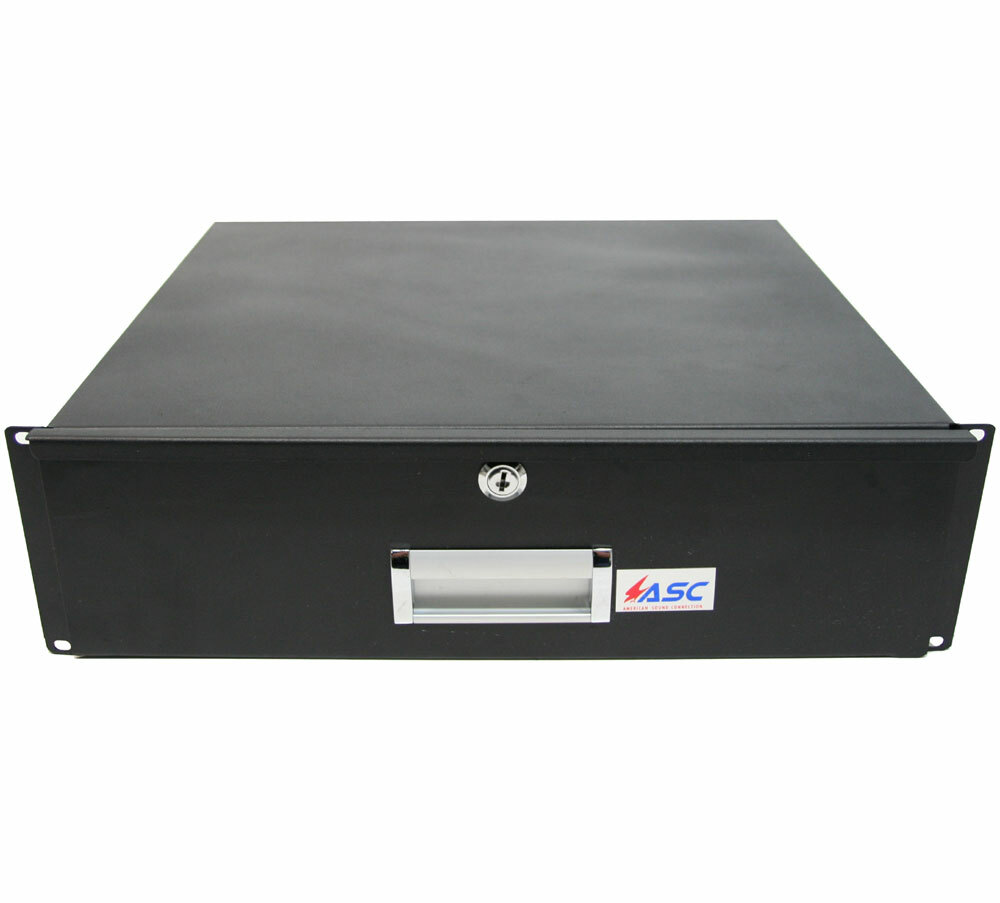 19" Rack Mount 3U Locking Drawer Pro Audio DJ Server Rack Lock Storage Cabinet