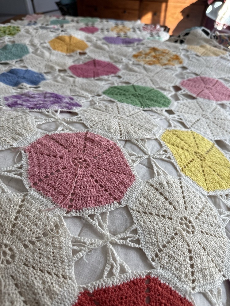 Hand-Crocheted Cotton Bedspread – Full/Queen