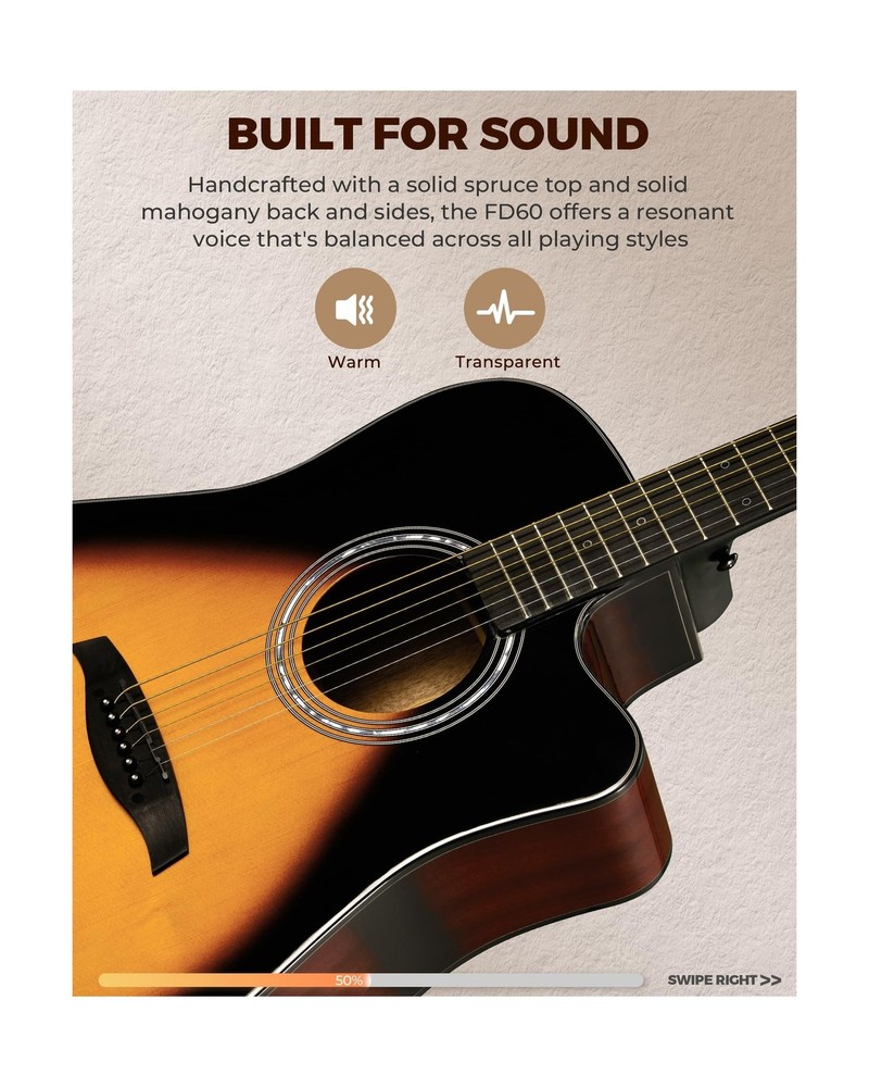 Fesley X FD60C 41" Acoustic Guitar Kit - Beginner