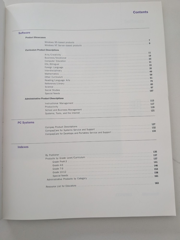 Compaq Microsoft Education Product Guide Spring 1996 K-12 Windows Software Catal