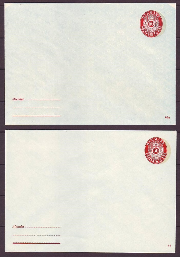 q7858/ Denmark (2 diff) Mint Envelope Stationery Cover 1965-1966