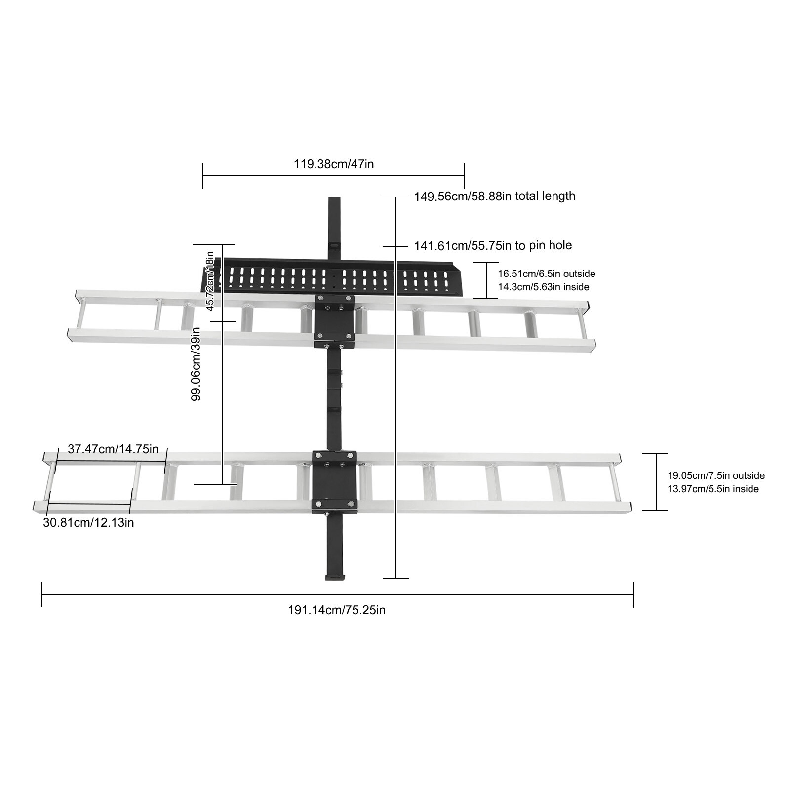 600 LBS Heavy Duty Motorcycle Carrier Dirt Bike Rack Hitch Mount Hauler w/ Strap