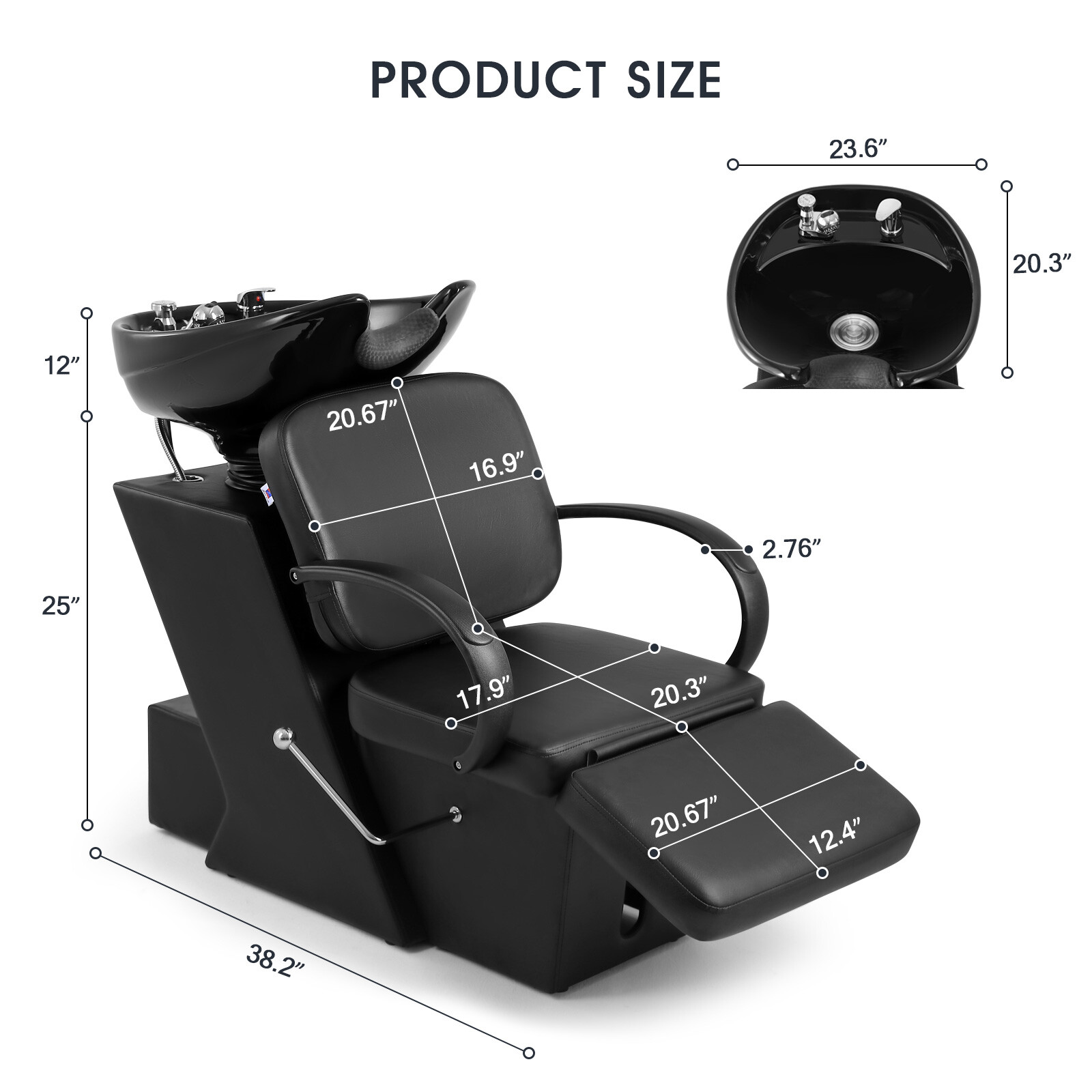 Barber Backwash Shampoo Chair Ceramic Bowl Sink Salon Beauty Spa Stylist Station