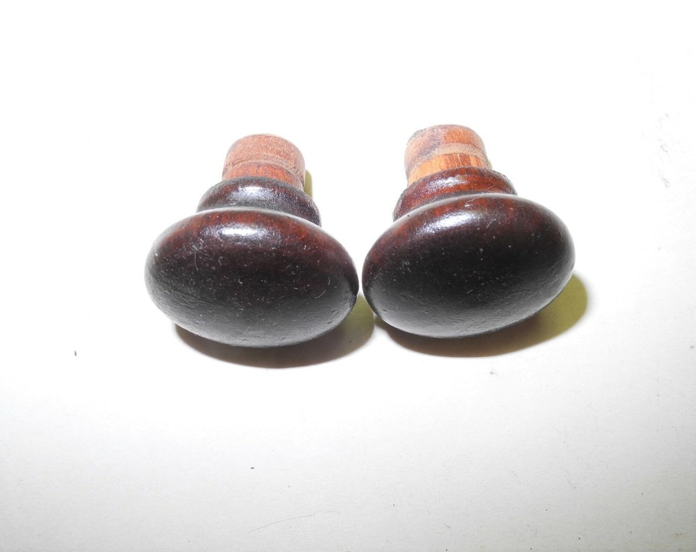 VINTAGE SINGER TREADLE SEWING MACHINE 2 PIECE SET WALNUT DRAWER KNOBS, 1" NICE