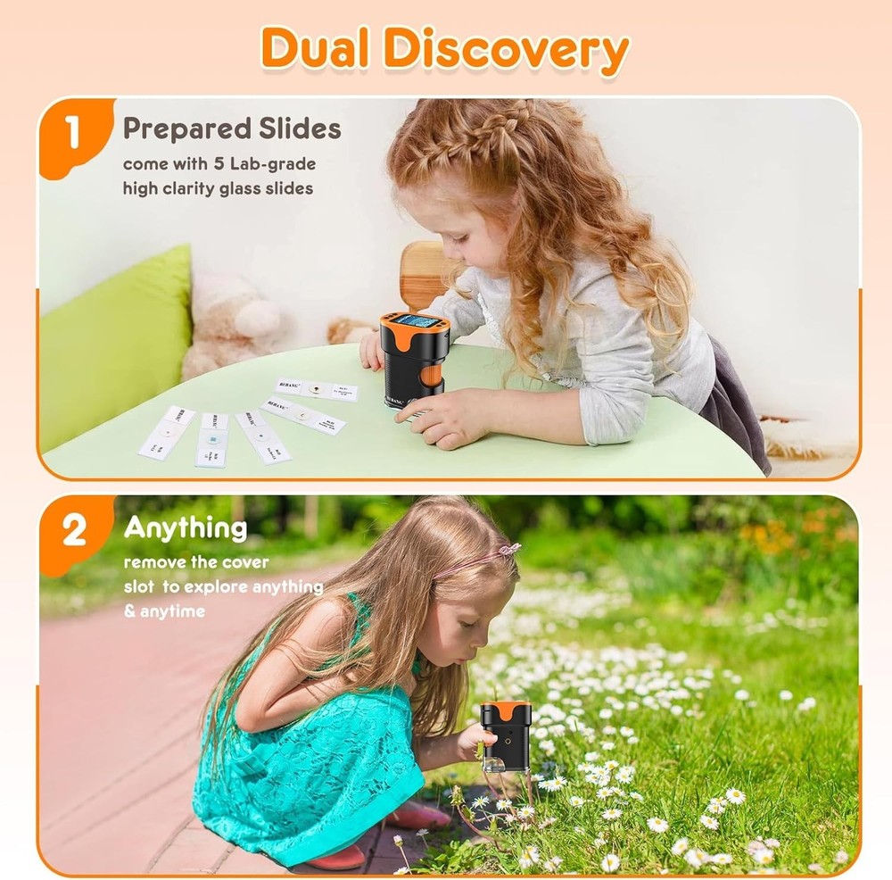 Kids' Educational Microscope - 1000X, Rechargeable & Includes EVA Case & Slides