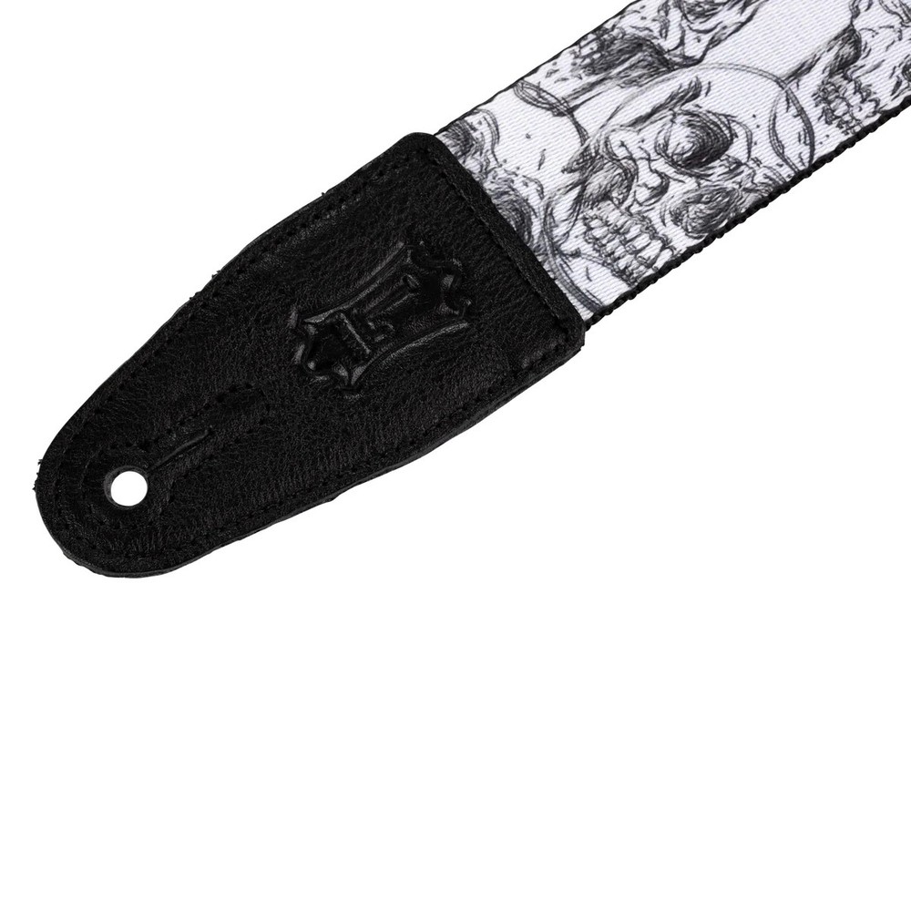 Levy's MPD2-048 2" Polyester Guitar Strap With White & Black Skulls Design