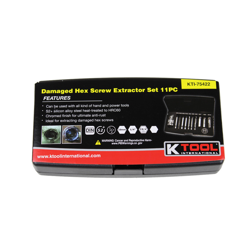 K-Tool BTK42-11HS Damaged Hex Screw Extractor Set 11PCS