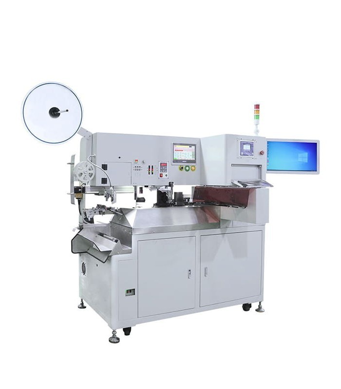 Automatic crimping machine, connector insertion on one side