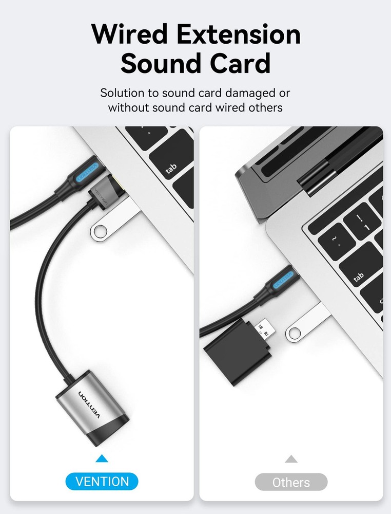USB Audio Adapter - VENTION External Stereo Double Jack, Jack