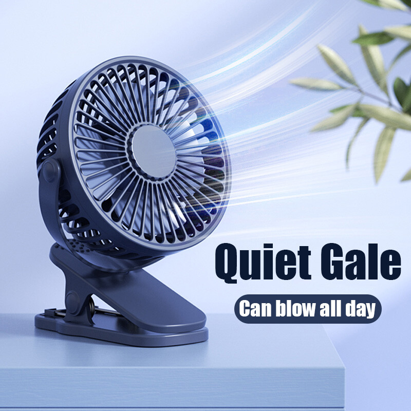 USB Rechargeable Mini Cooling Fan Clip On Desk Table Office Stroller Camping Gym