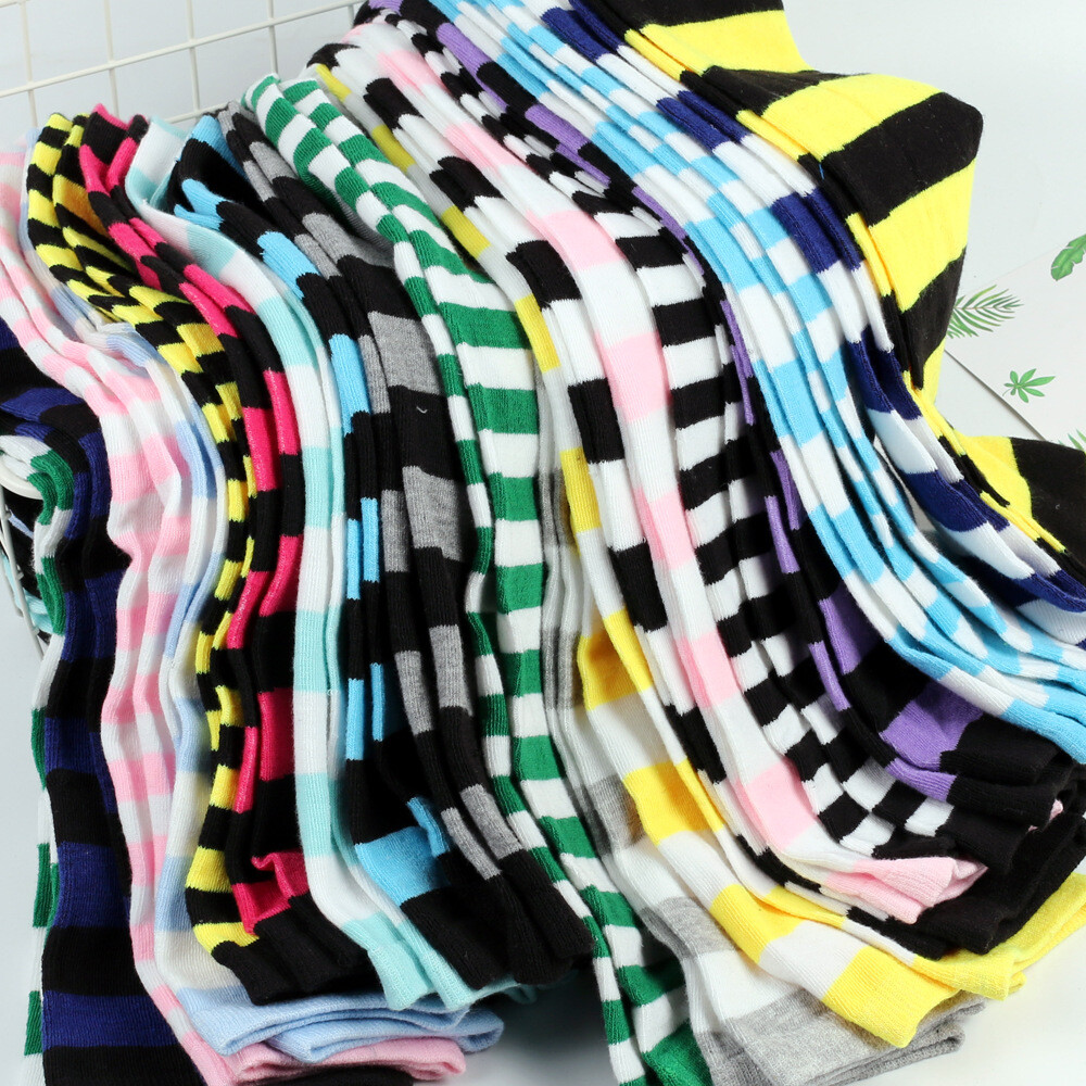Women Girls Striped Long Socks Over The Knee Socks Thigh High Stockings Casual