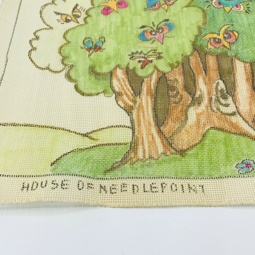 Hand Painted Needlepoint Pattern Canvas Owl Eyes in Tree Whimsy Peek A Boo