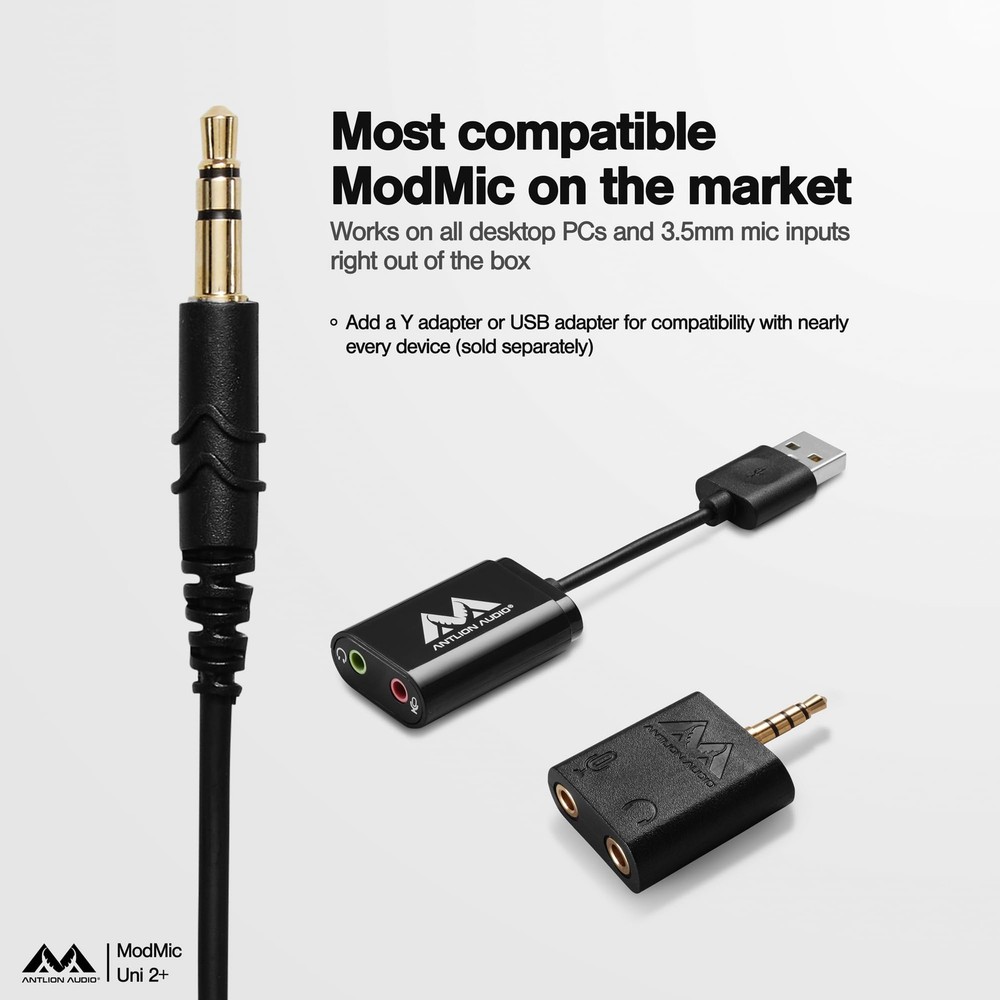 ModMic Uni 2+ Attachable 3.5mm Microphone with Mute Switch for PC, Console, L...