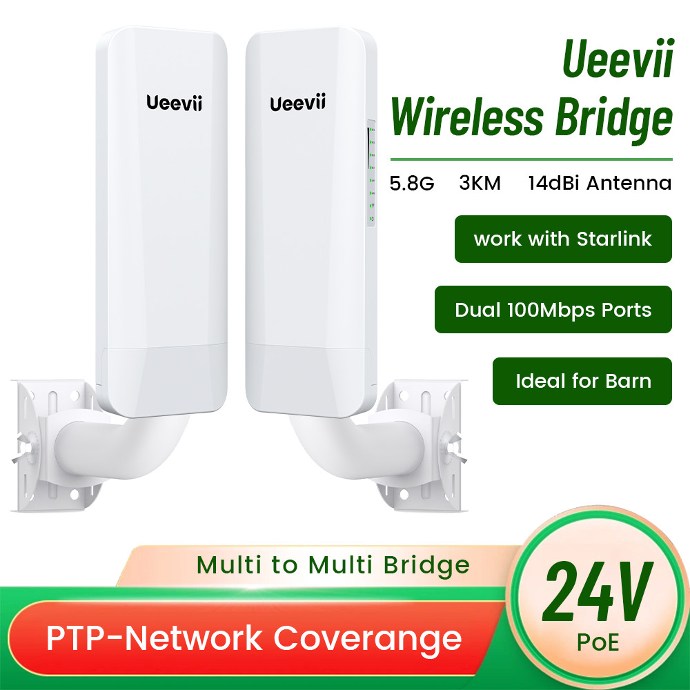 Pair Wireless Bridge Point-to-Point & Point-to-Multipoint Long Range WIFI CPE