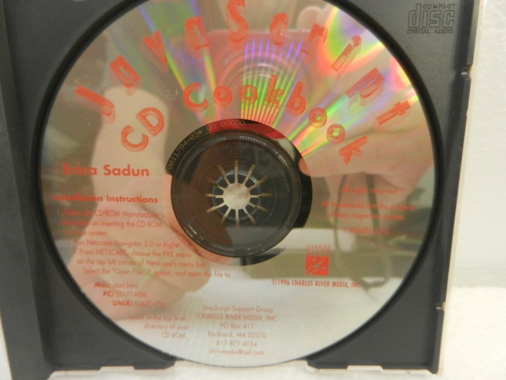 JavaScript CD Cookbook Erica Sadun by Charles River Media 1995 ~ CD-ROM