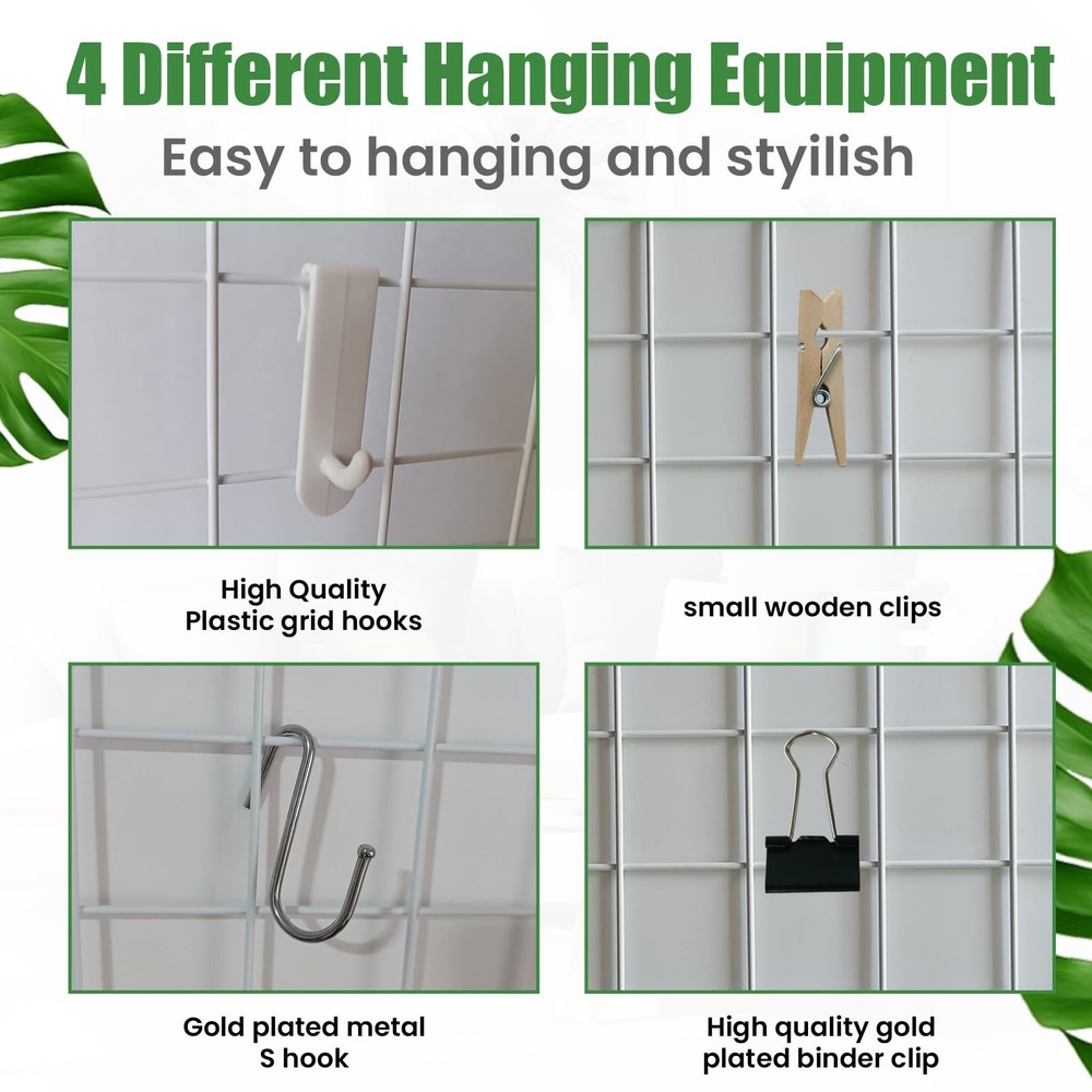 CIKLCIX Metal Grid Wall Panel White, Wire Photo Display 2 Pack, White