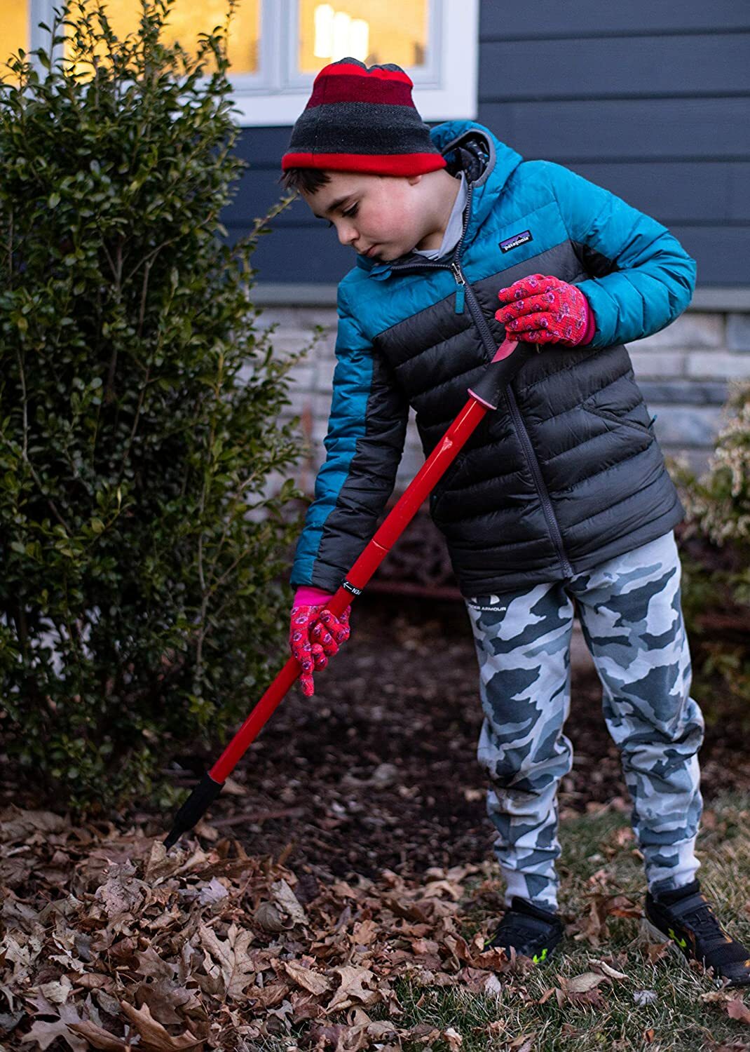 G & F 1823-3 JustForKids Soft Jersey Kids Garden Gloves, 3 Pairs Green/Red/Blue