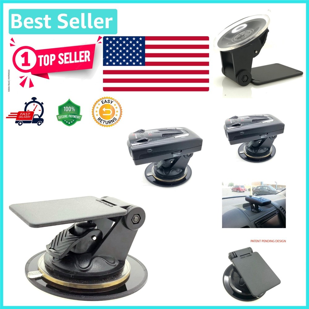Universal Radar Detector Windshield & Dashboard Suction Mount - Black