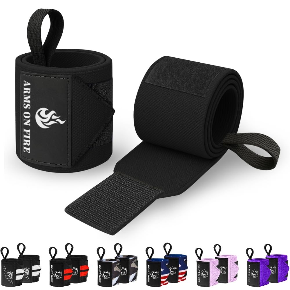 Weightlifting Wrist Wraps with Thumb Loop  HeavyDuty Support for Powerlifting