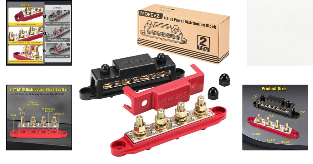 Advanced Power Distribution Block Bus Bar - 4 Post Design, 48V, High Efficiency