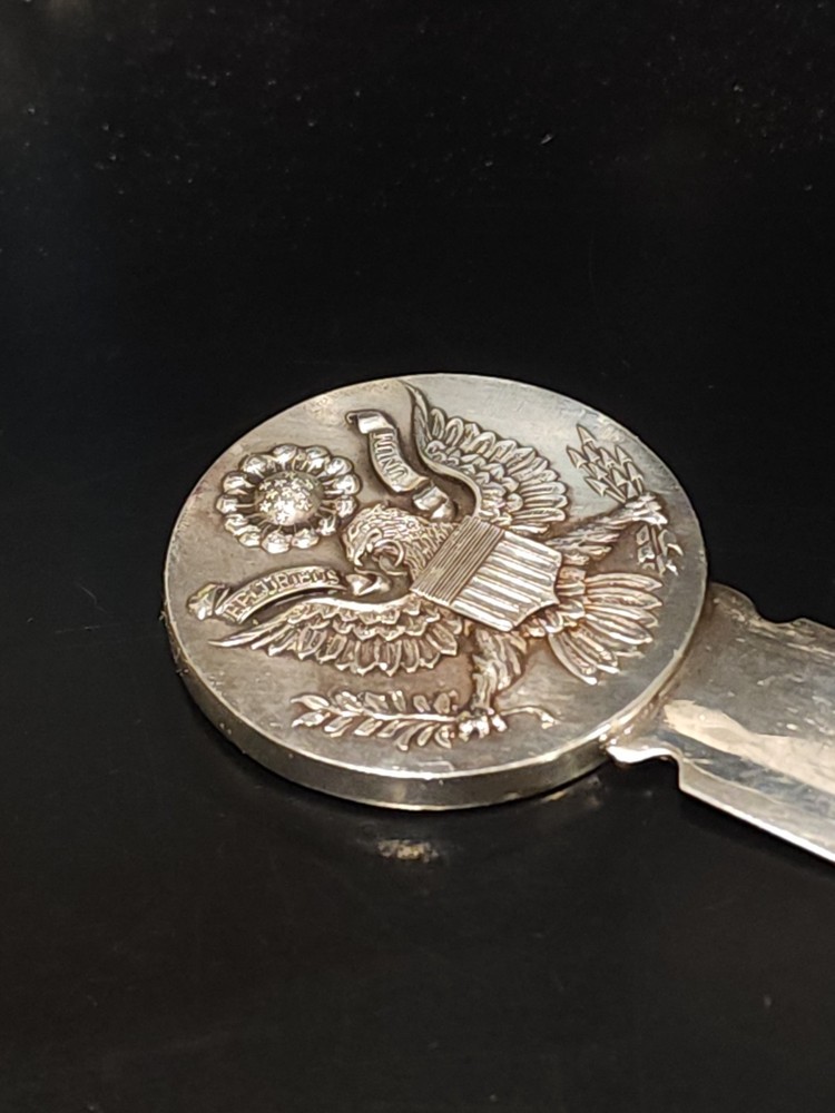 CHRISTOFLE FRANCE US Presidential Seal Silver Plated Large LETTER OPENER