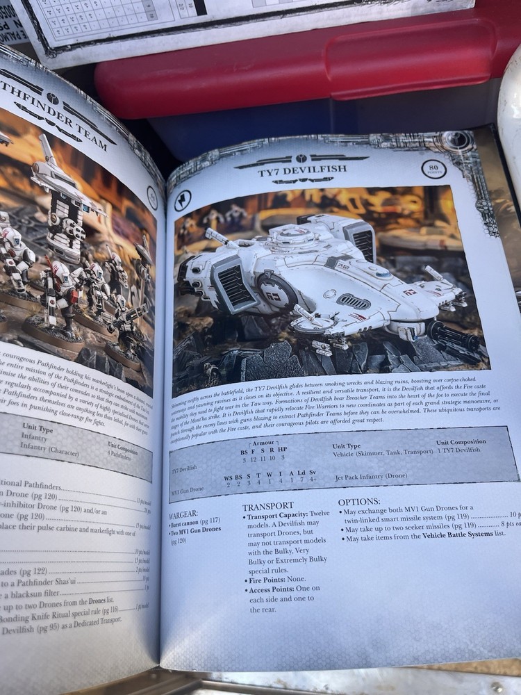 Warhammer 40K Tau Empire Codex 2015 Hardcover Games Workshop and Reference Sheet