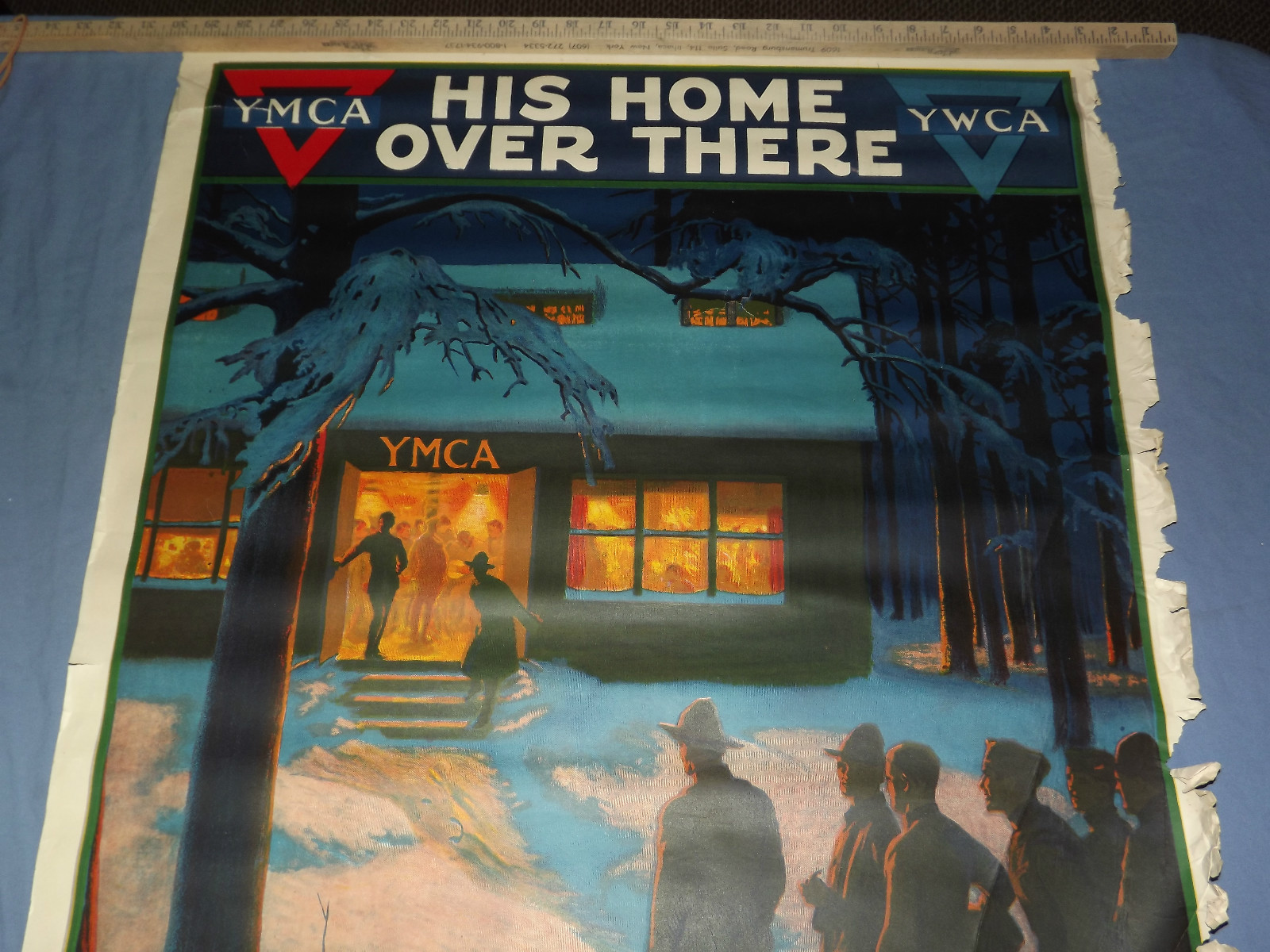 VINTAGE WWI WORLD WAR 1 YMCA HIS HOME OVER THERE WAR WORK CAMPAIGN POSTER