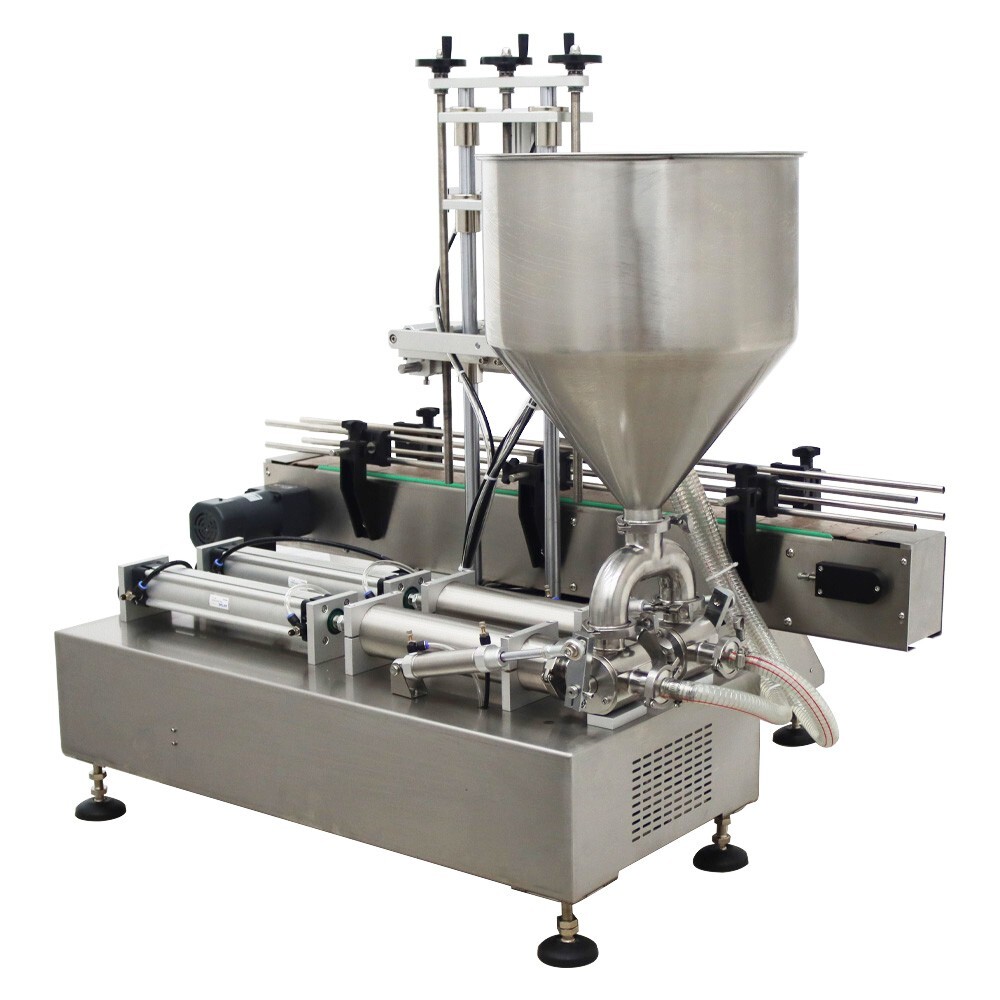 110V Double Nozzle Automatic Paste Liquid Filler 100-1000ml w/Conveyor System