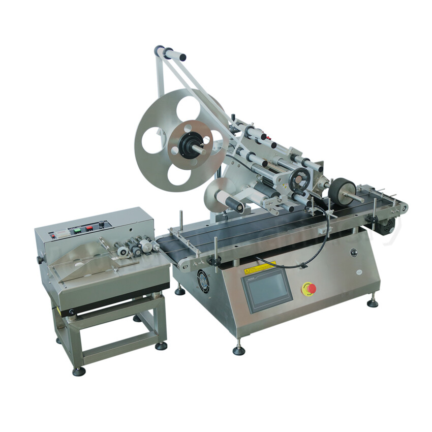 Auto Desktop Bag Labeling Machine Flat Surface Pouch Applicator Paging Machine