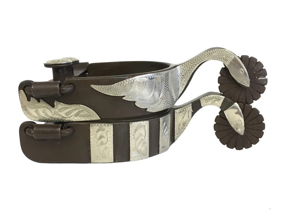 AJ Tack Men's Swan Shank Antique Brown Spurs