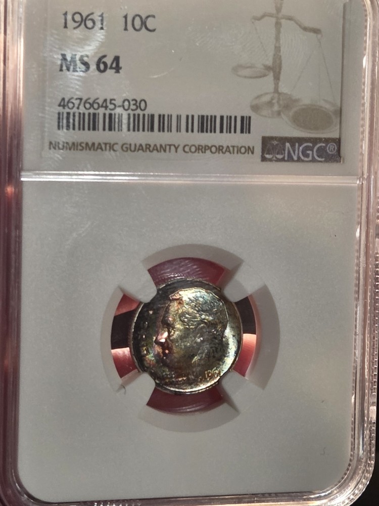 1961 10c Dime NGC MS64 Toned