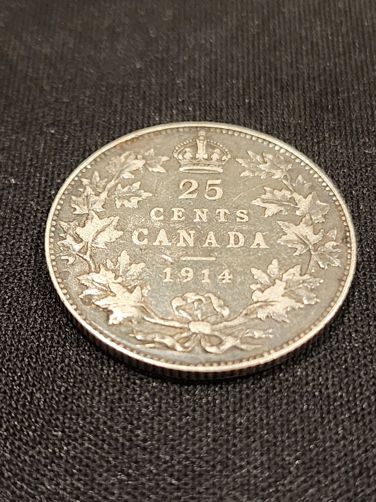 1914 Canada 25 Cents Silver Coin