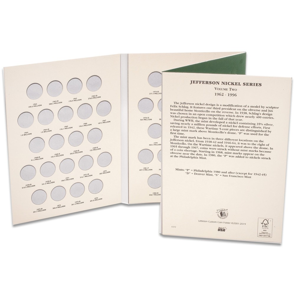 1962-1996 Jefferson Nickel Folder, Volume 2