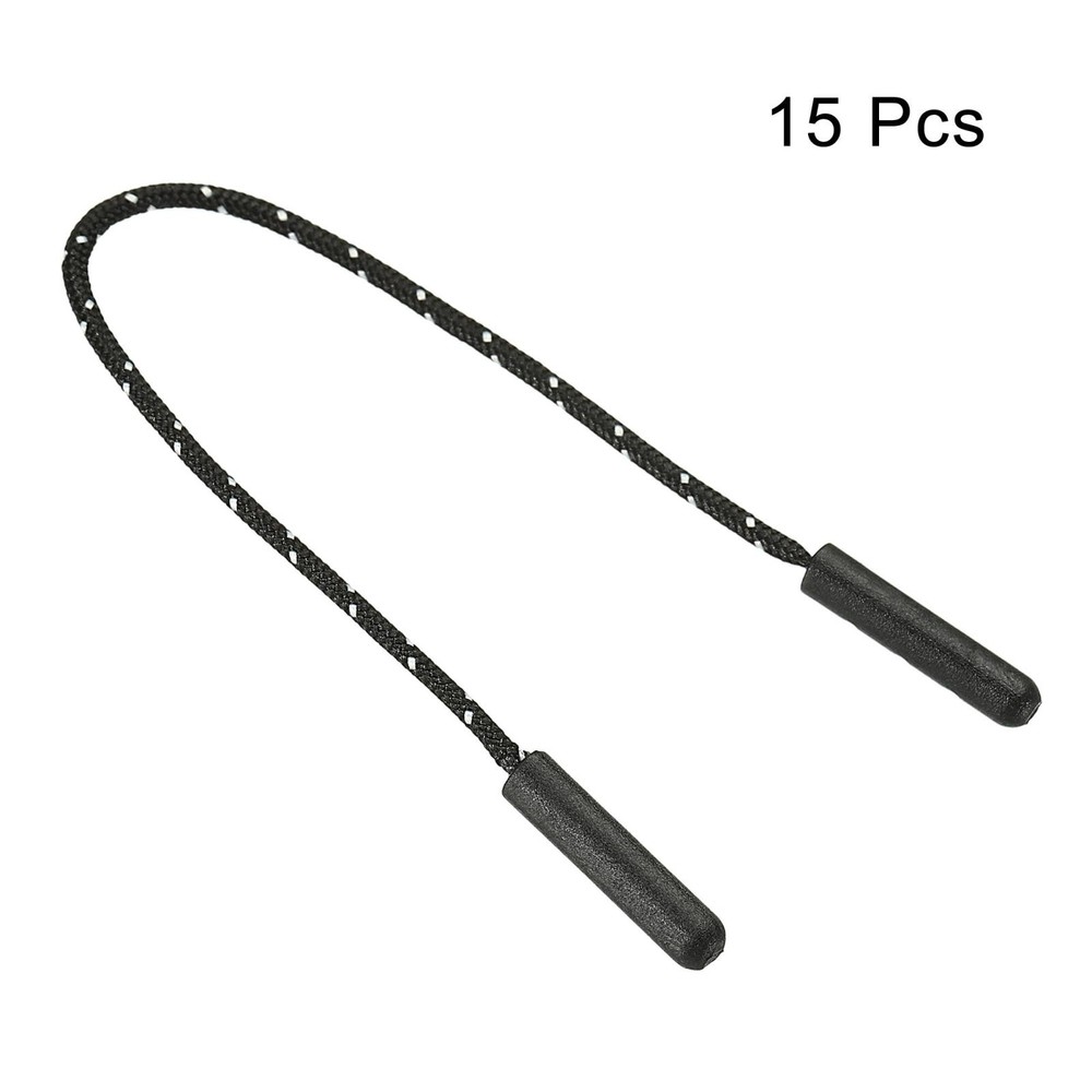 Zipper Pulls Extension Handle Cord, 15 Pack Plastic Puller Extender, Black