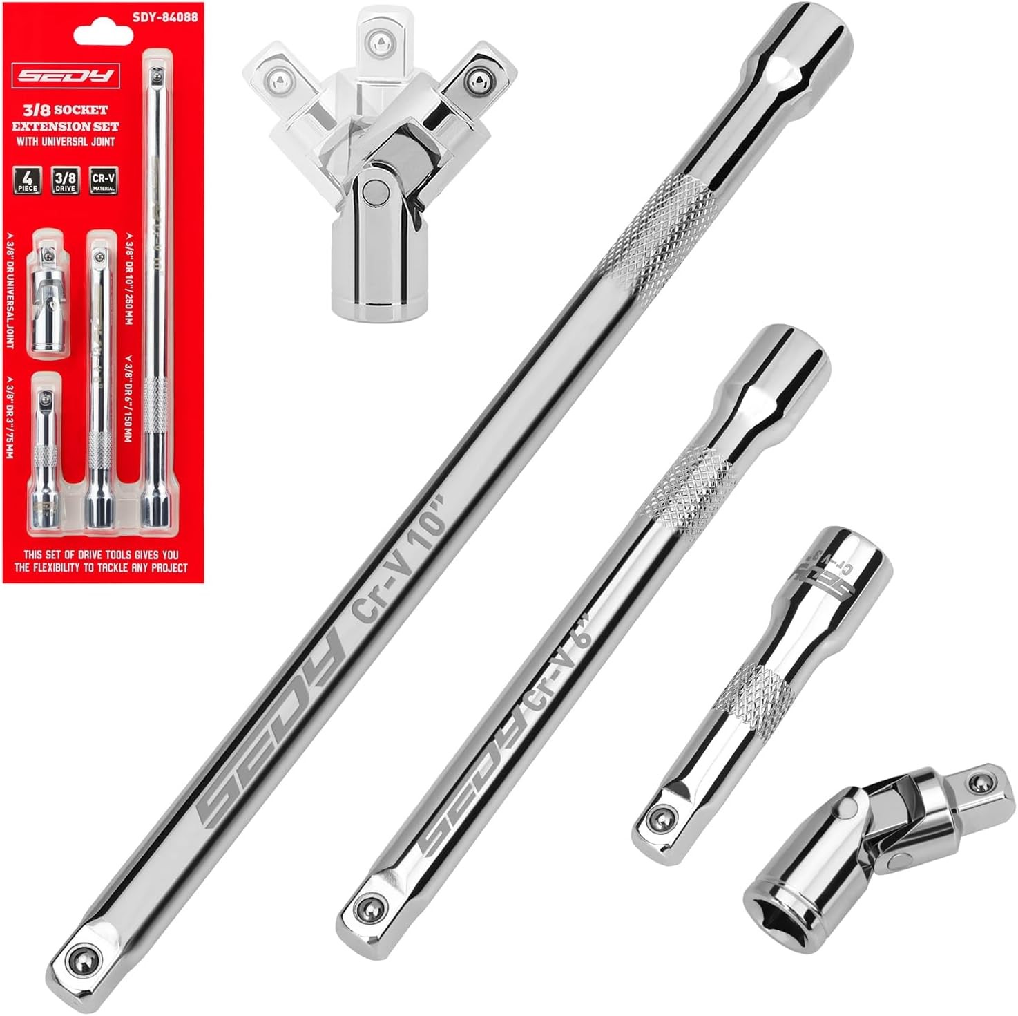 4-Piece 3/8" Drive Socket Extension Bar Set, Professional Socket Extension Set I