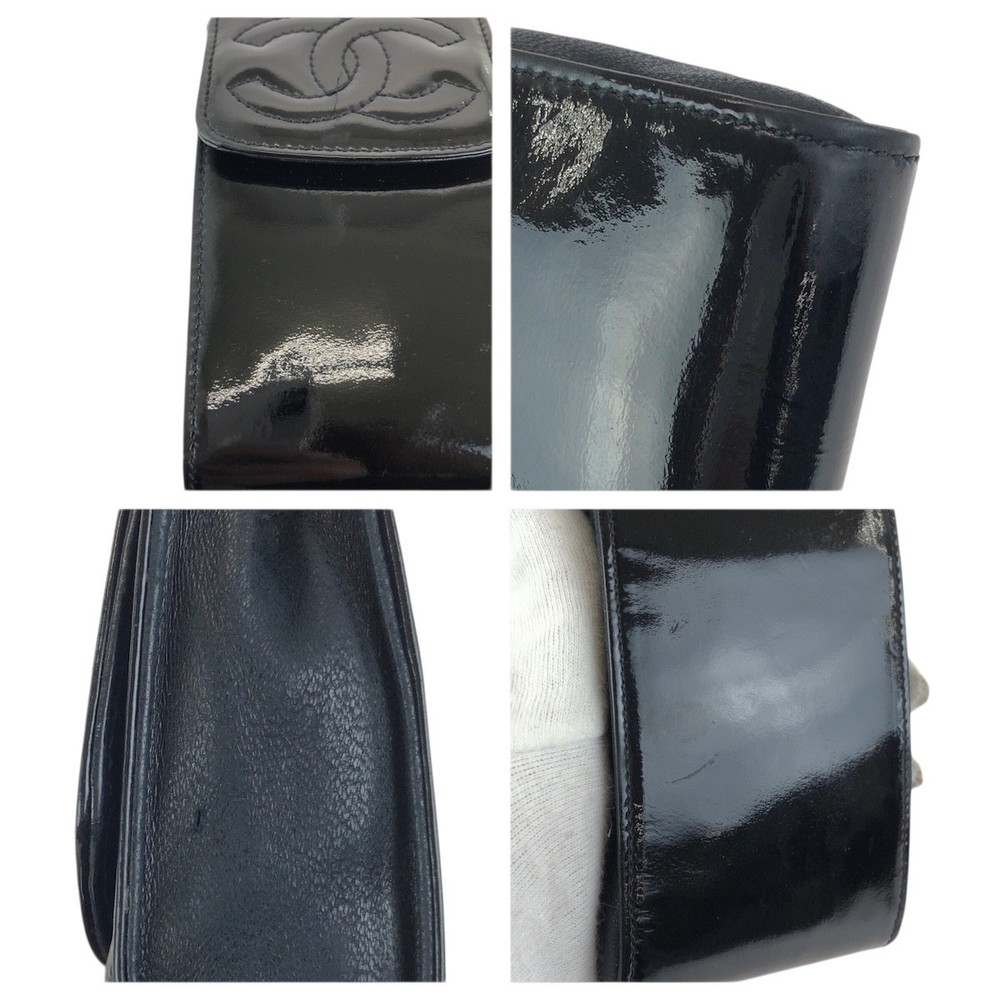 CHANEL COCO Mark Small item case, cigarette case, Black Gold Hardware enamel CC