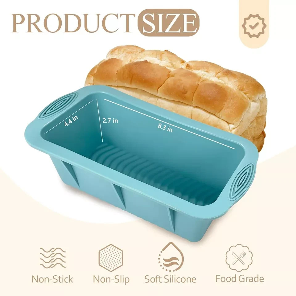 Koolstuffs Silicone Bread Loaf Pan, 2 PCS Rectangular Non-Stick Blue and Pink