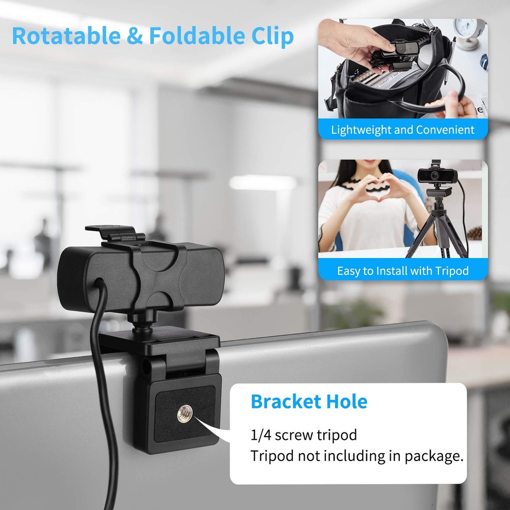 2040x1080 High Resolution HD Desktop Webcam with Microphone for PC Computer M...