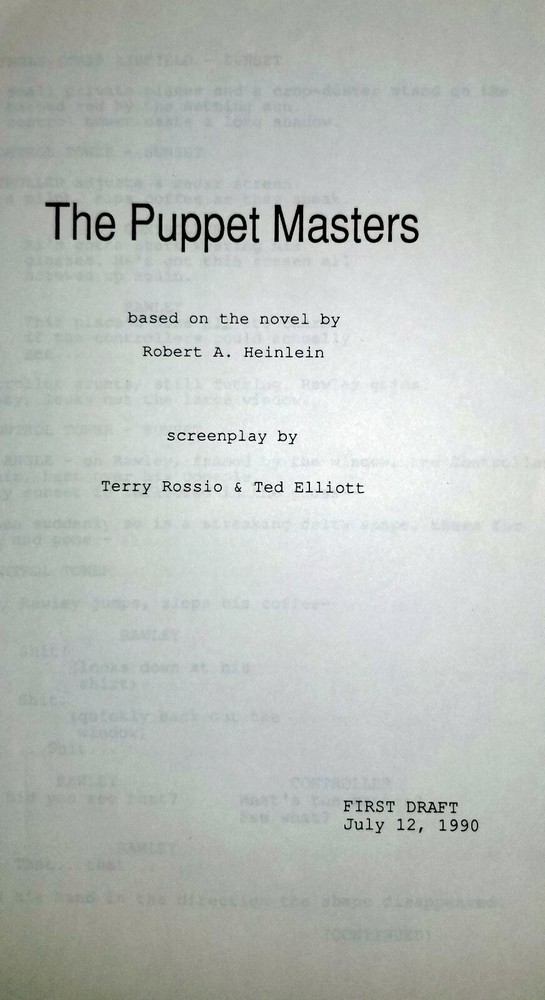 PUPPET MASTERS original script DONALD SUTHERLAND JULIE WINTER 1994 sci fi aliens