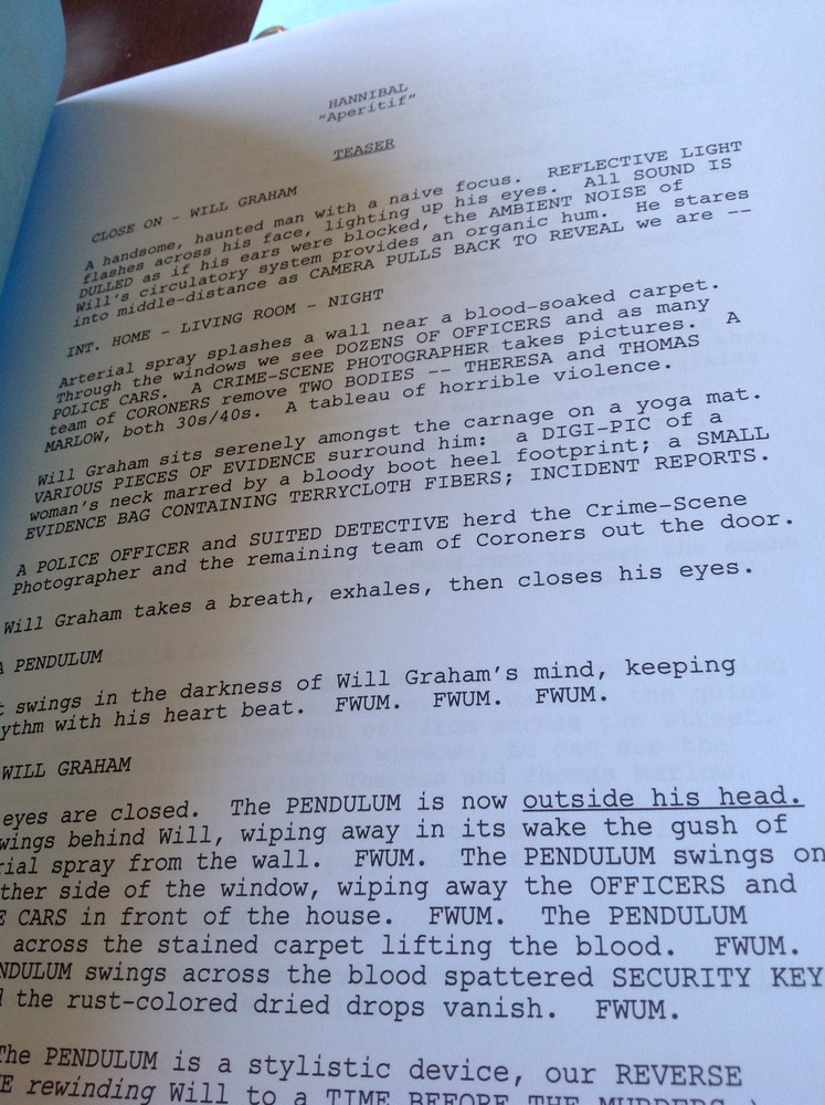 🌸🔥HANNIBAL TV SHOW Script Pilot Hugh Dancy Mads Mikkelsen Lawrence Fishburne