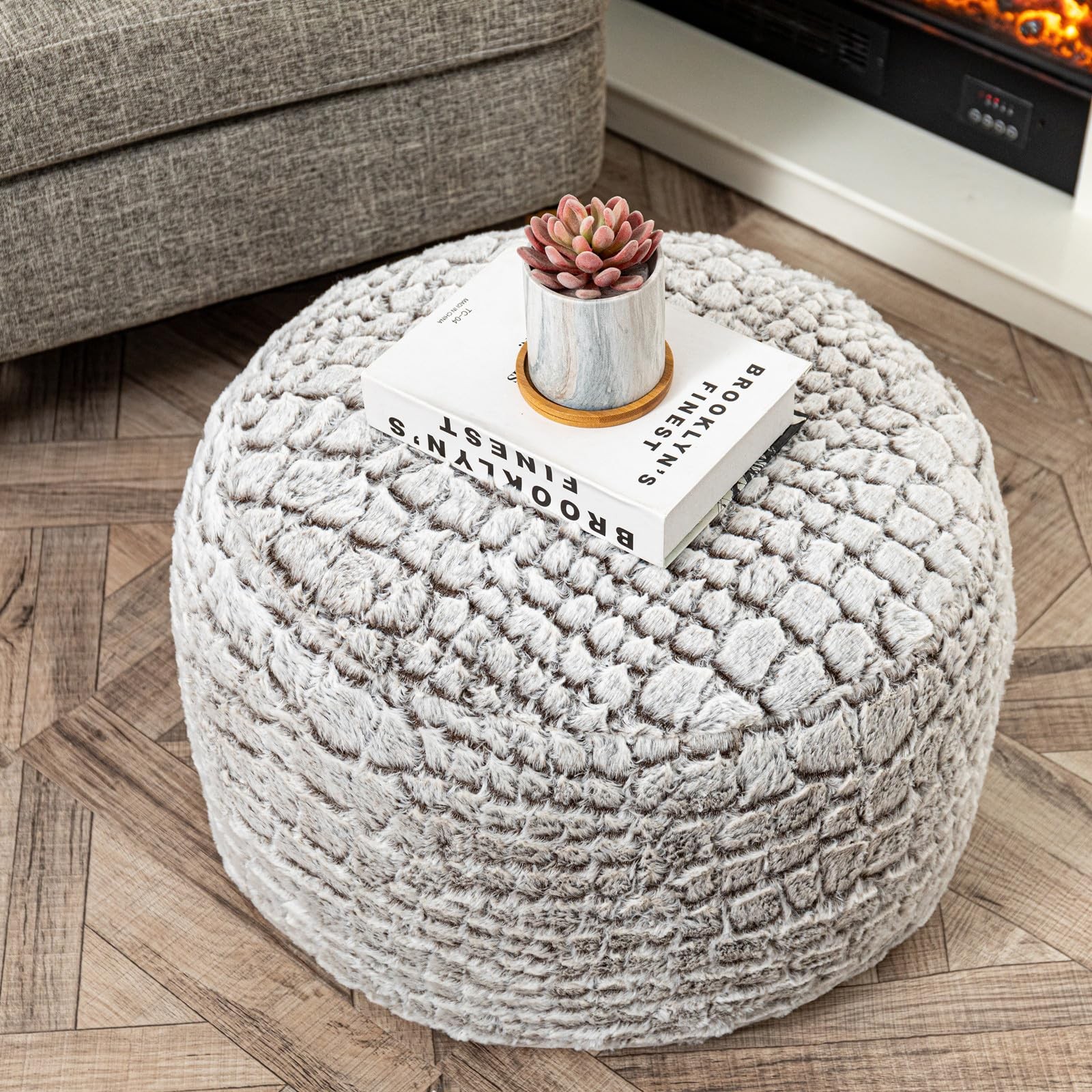 Ottoman Pouf Unstuffed Pouf Ottoman Foot Rest 20x12 Inches Fuzzy Chair Round Ott