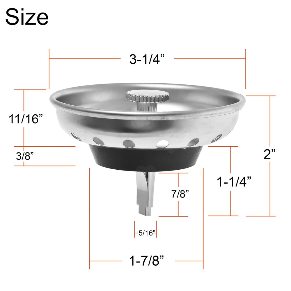 2 Pack - Kitchen Sink Strainer and Stopper Combo Basket Replacement for Standard