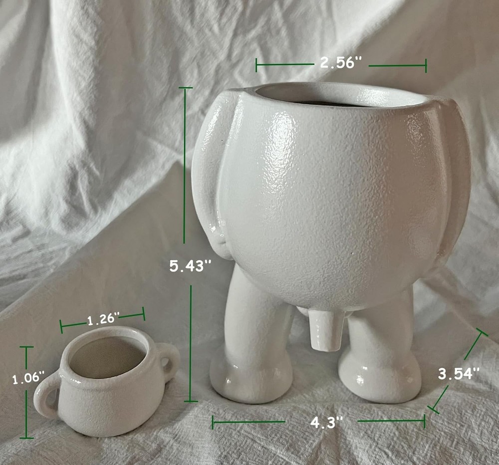 Creative Ceramic Human Shape Planter - Funny Penis Planter with Drainage, Sty...