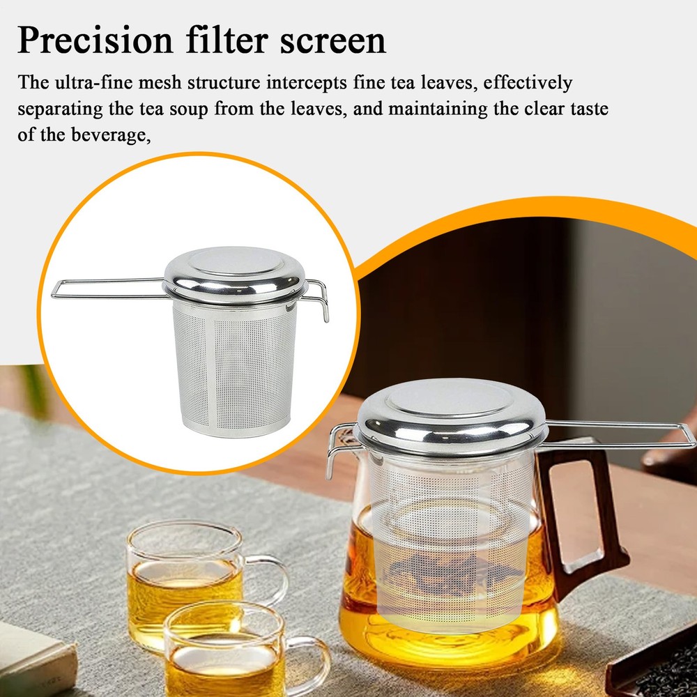 Stainless Steel Tea Diffuser Basket with Handle & Lid, Loose Leaf Tea Strainer