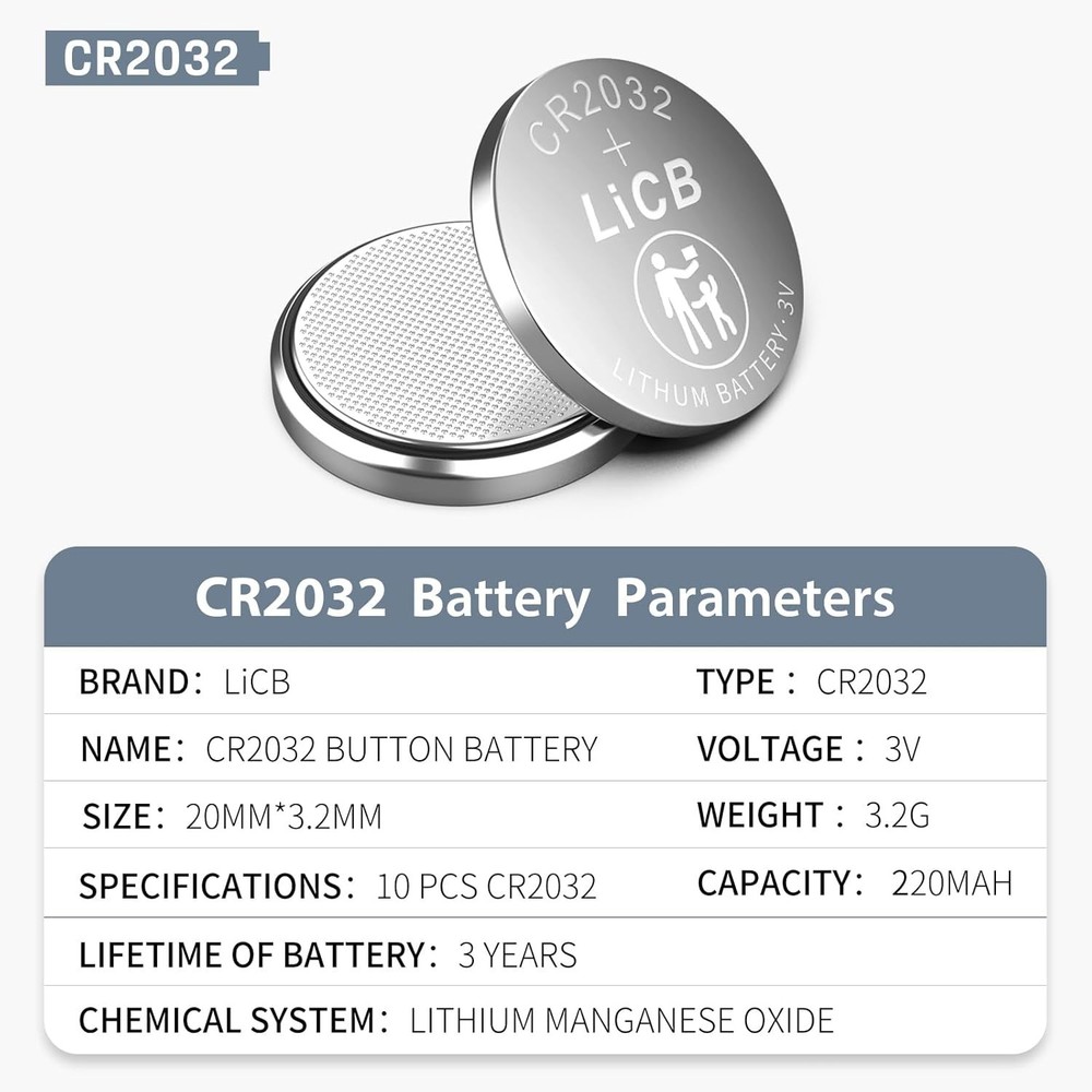 LiCB CR2032 3V Lithium Battery(20-Pack)
