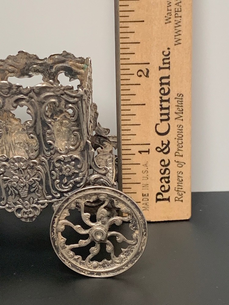 RARE Antique Miniature Rococo Silver Coach