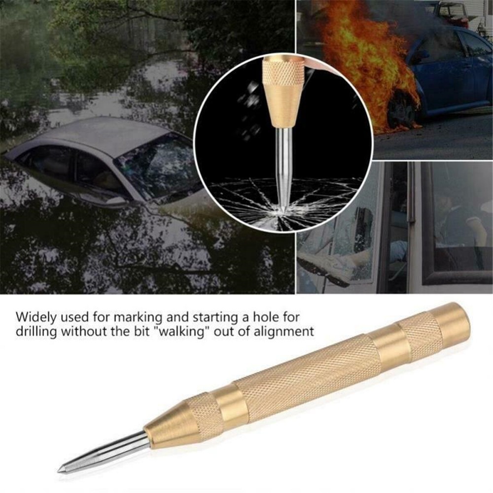4PCS Automatic Center Punch Strikes Surface Hammer Drill Tool Car Window Breaker